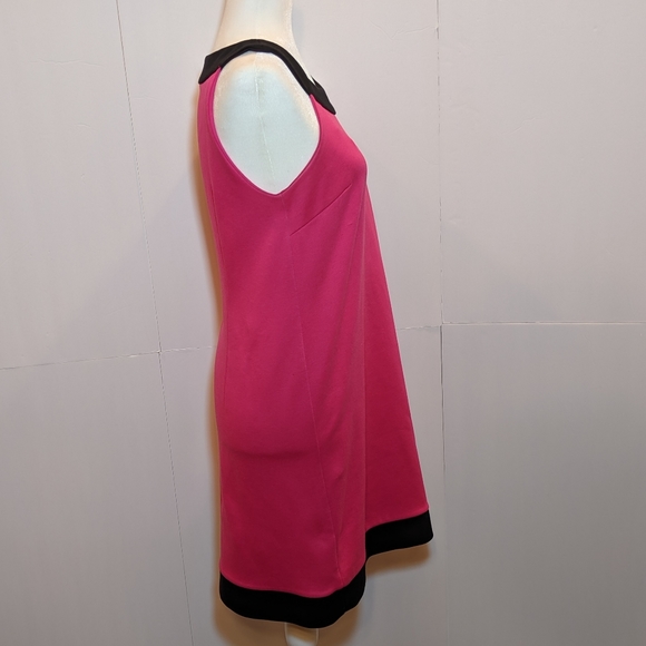 Ann Taylor Loft Women''s Dress- Size 2 Pink with Black Trim Sleeveless - Picture 4 of 7